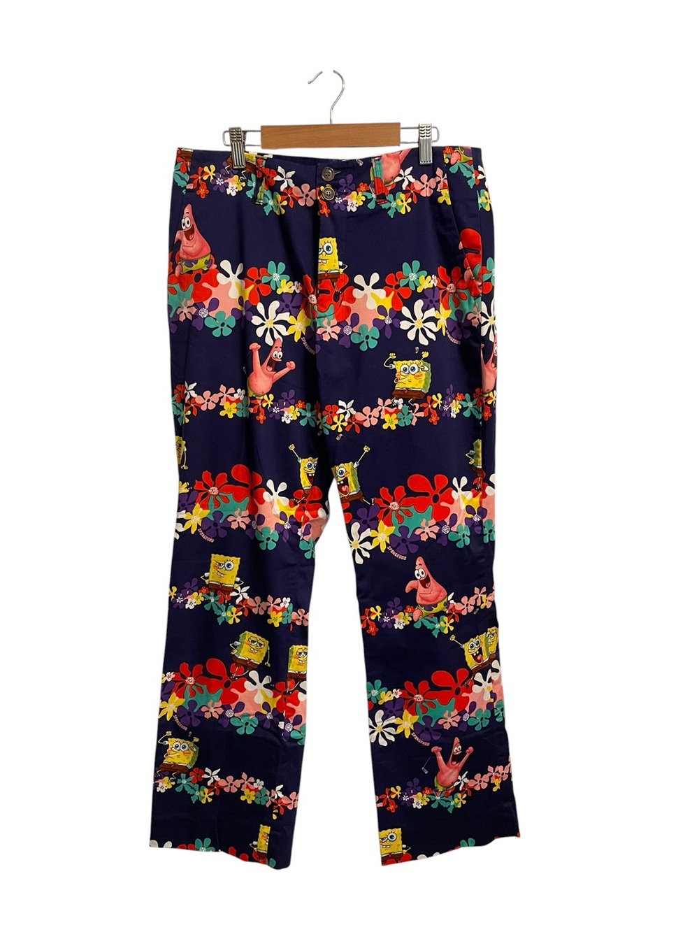 Loudmouth Mens SpongeBob SquarePants Floral Golf Pants Navy Blue 32x34L